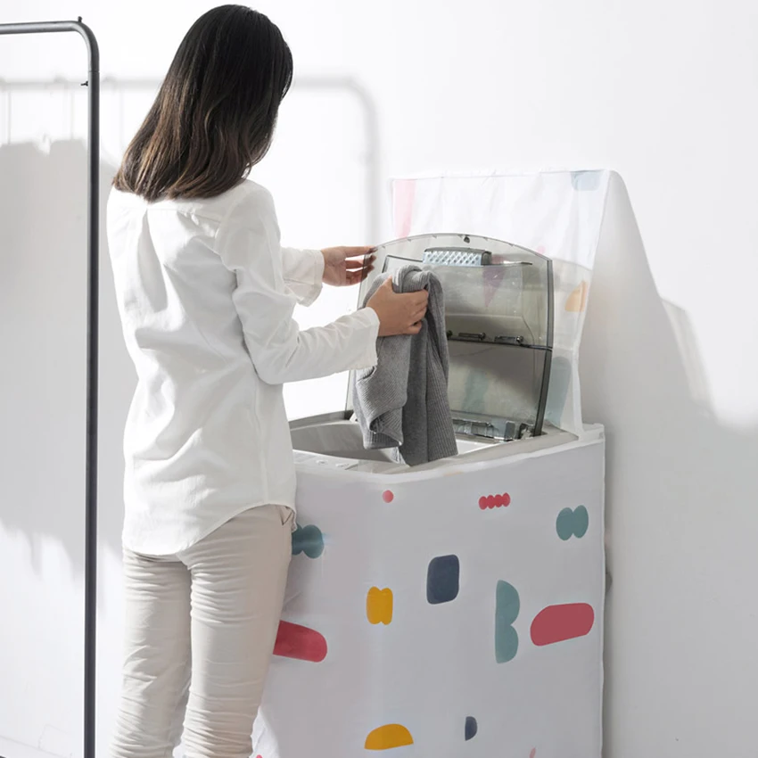Thicken PEVA Washer/ Dryer Cover, Fit for Top-load and Front Load Machine Waterproof Dustproof Washing Machine Cover with Zipper