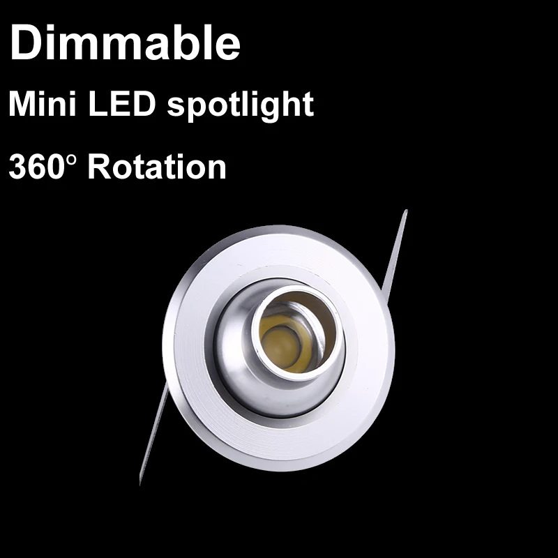 

1W Mini Spot Led Downlight Dimmable 110V 220V 360 Degree Rotation Led Lights Jewelry Lamp Cabinet Lighting 3000K 4000K 6000K