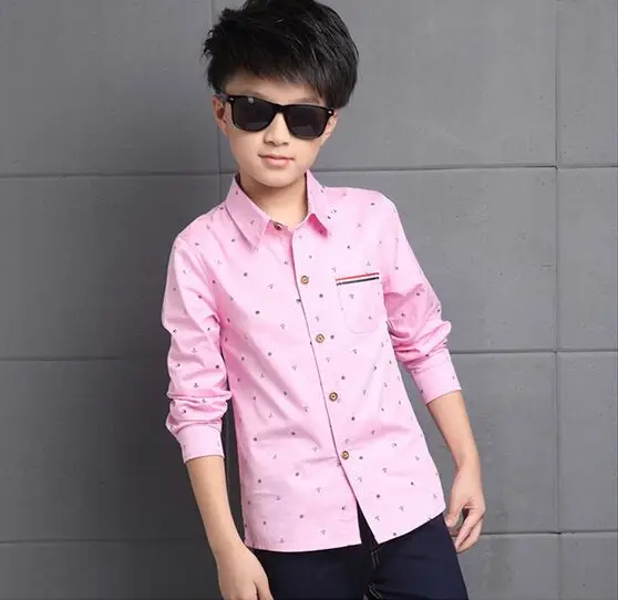 Nueva primavera otoño adolescente niños ropa Rosa camisas