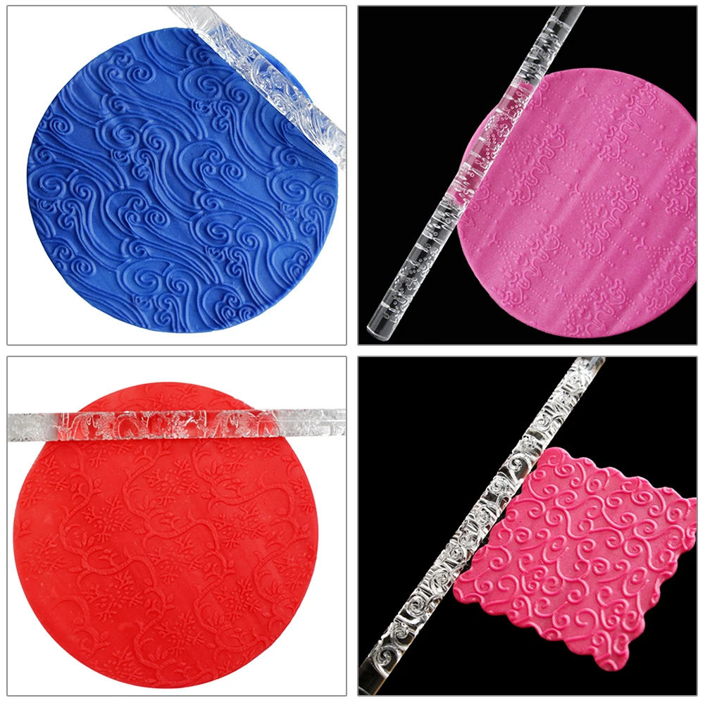 

16cm Embossing Rolling Pin Cake Decorating Tools Pizza Pasta Fondant Roller Tools Transparent Acrylic Rolling Pin