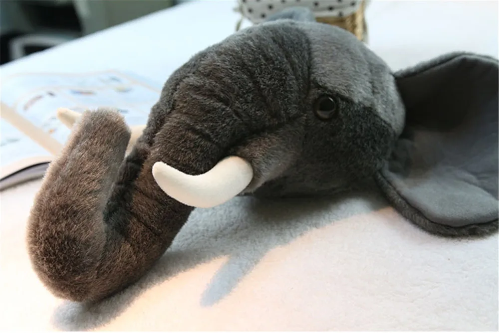 animals elephant fox deer head plush toys home decoration 7
