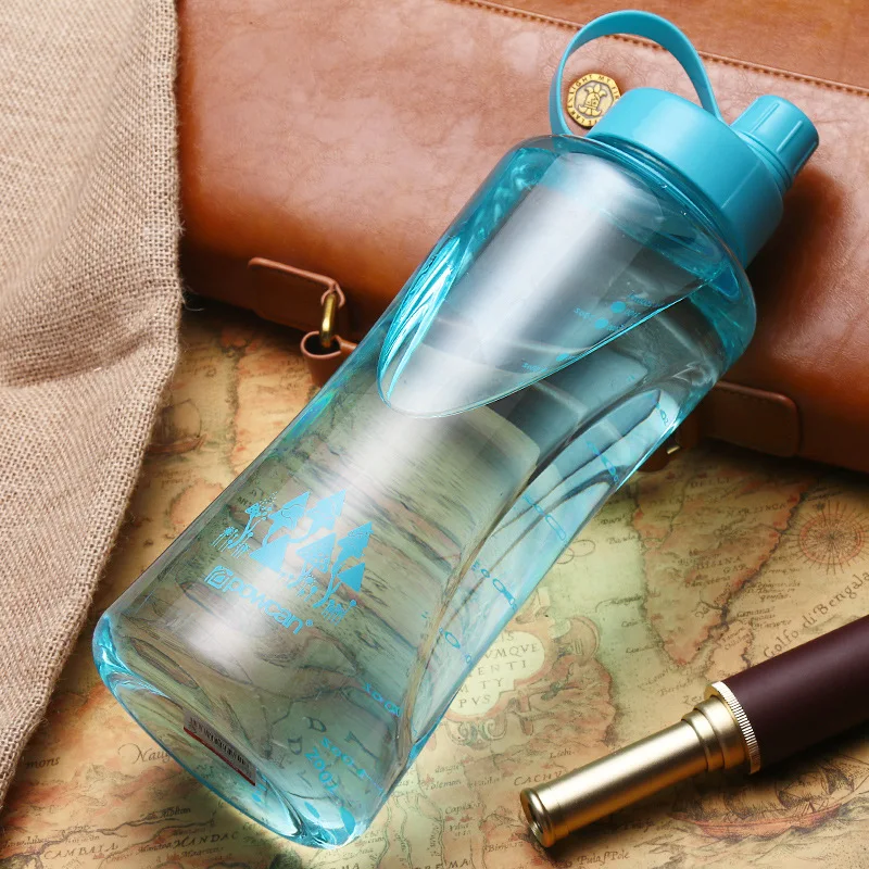 Спортивная бутылка для воды Супер большой емкости портативная пластиковая велосипедная бутылка для воды герметичная BPA бесплатно 2500 мл 2000 мл Посуда для воды - Цвет: Синий