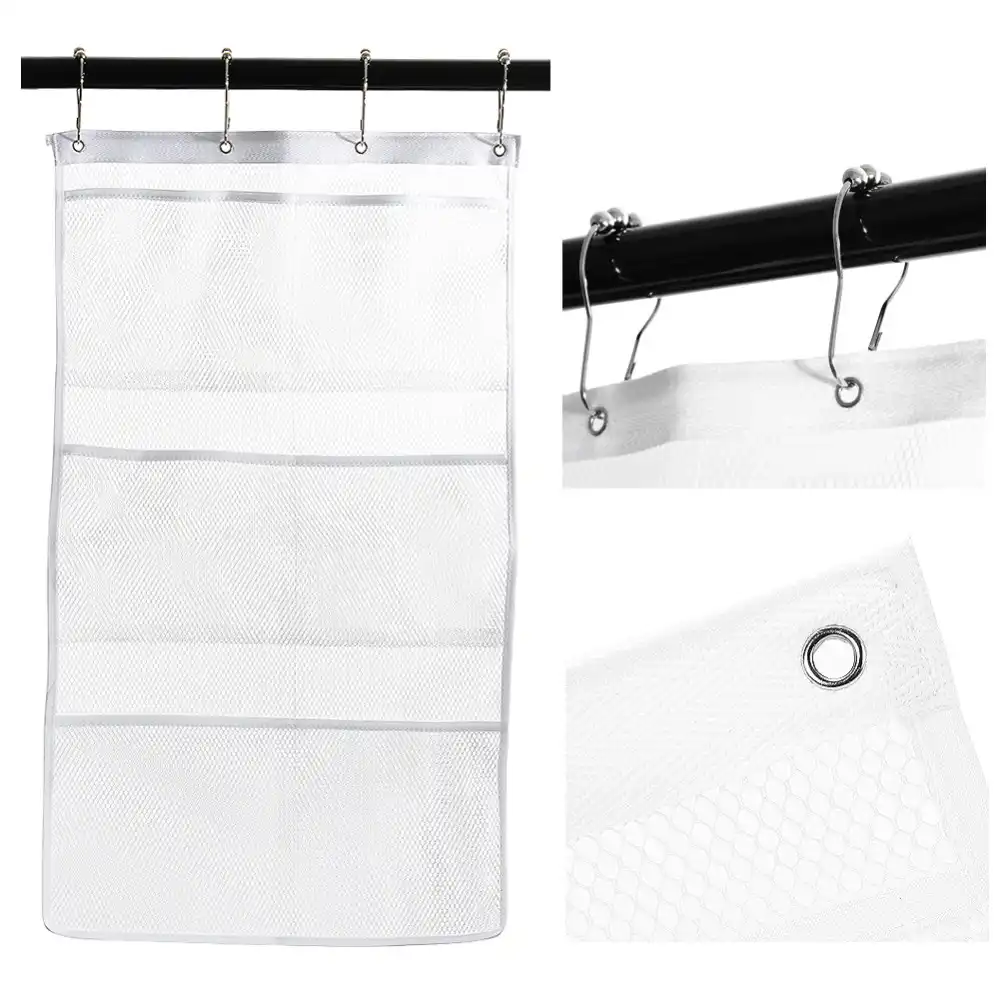 Lanlan Hang On Shower Curtain Rod 4 Rings Quick Dry Hanging Bath