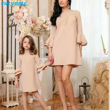 

Mother And Daughter Dress Family Look Soild Princess Clothes Outfits Mom Daughter Christmas Wedding Dress For Mommy And Me