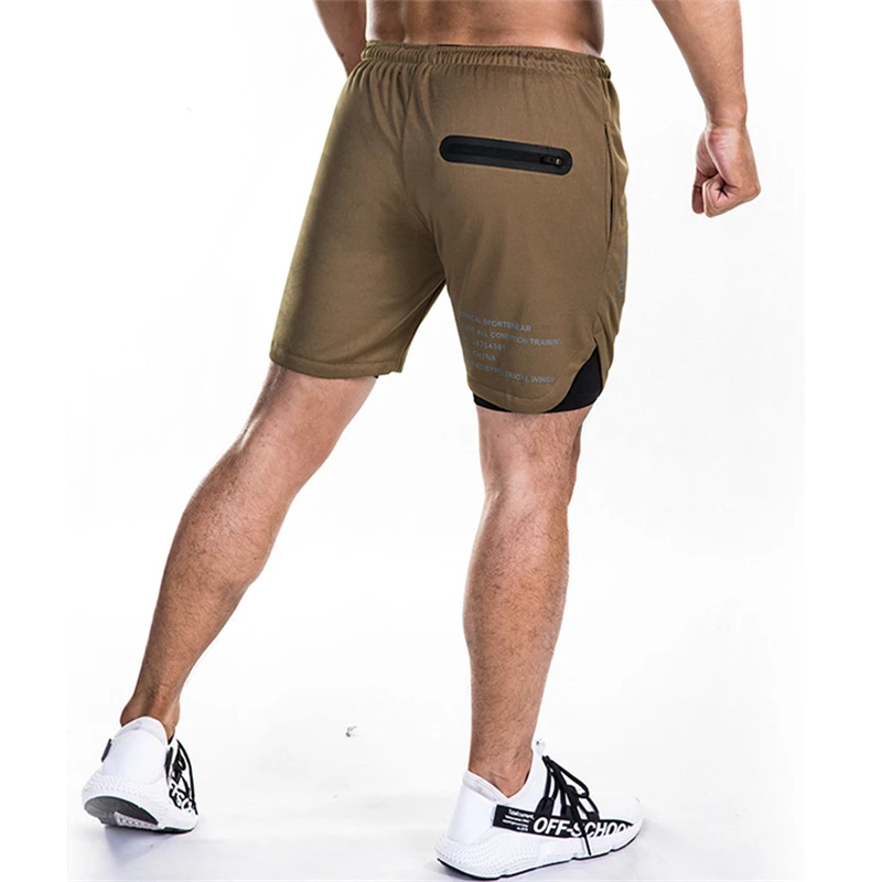 Мужские шорты для бега 2 в 1, с карманами для безопасности, для отдыха, быстросохнущие спортивные шорты, со встроенными карманами, для бедер, с карманами на молнии, M-XXXL