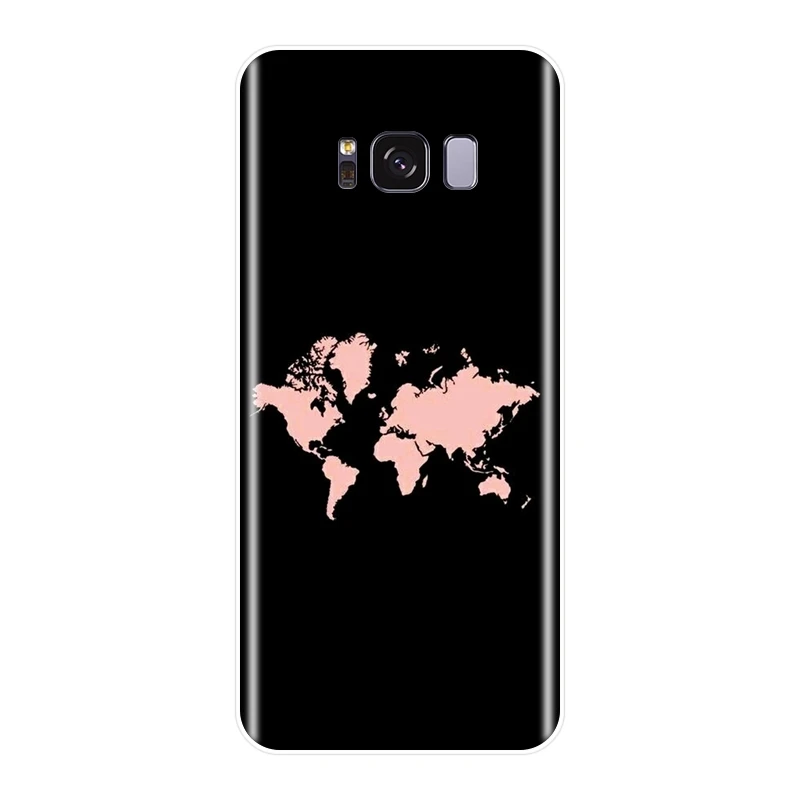 Дорожная мягкая задняя крышка с картой мира для Samsung Galaxy S5 S6 S7 Edge S8 S9 Plus