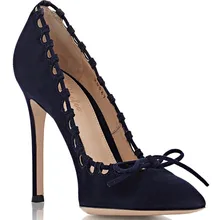 Shofoo Klassische Frauen Marineblau High Heels Spitz Wildleder High Heels Pumps Schuhe für Frau, plus größe 5-14