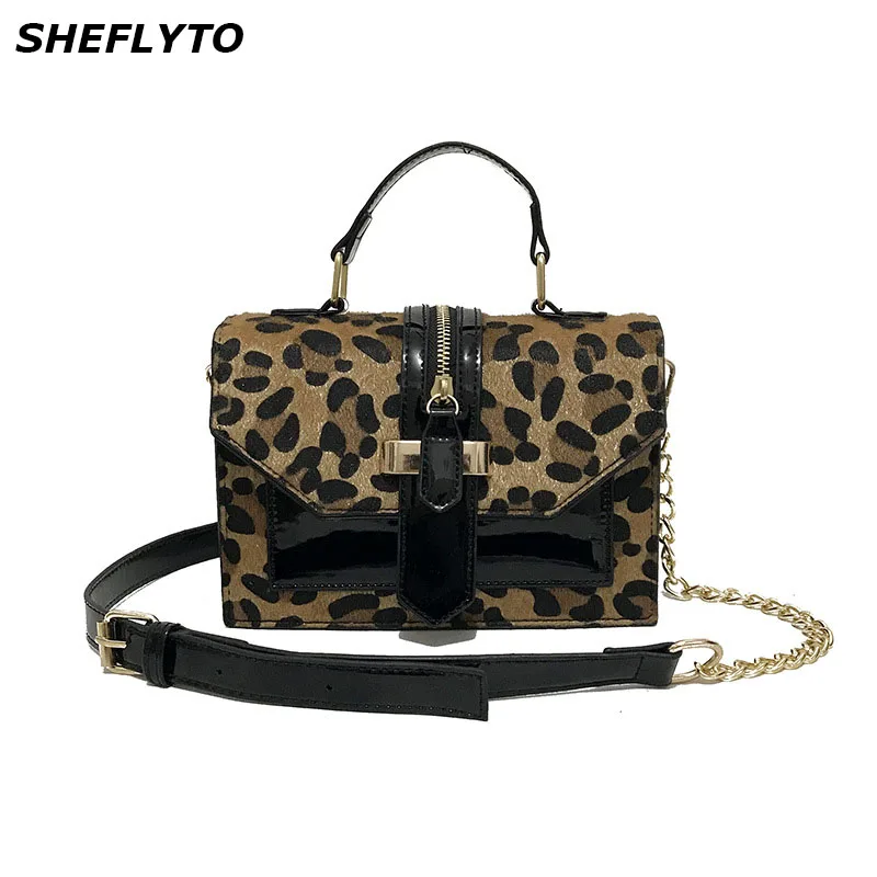 

2019 Women Handbags PU Leather Leopard Shoulder Bags Female Chain Designer Vintage Crossbody Messenger Bag Girl Small Clutch Bag