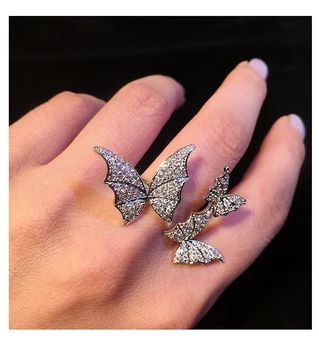 

zircon butterfly ring 23*45mm nature any size can wear for woman wedding