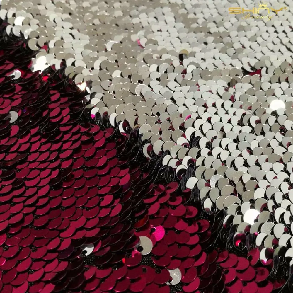 

ShinyBeauty 2X8FT Fuchsia and Silver Mermaid Reversible Sequin Curtain Backdrop for Wedding/Christmas/ New Year Decoration-a r