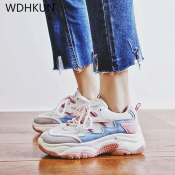 

WDHKUN 19 Spring Autumn Fashion Ladies Casual Shoes For Woman Vulcanized Shoes Breathable Wild Platform Women Shoes Sneakers K3