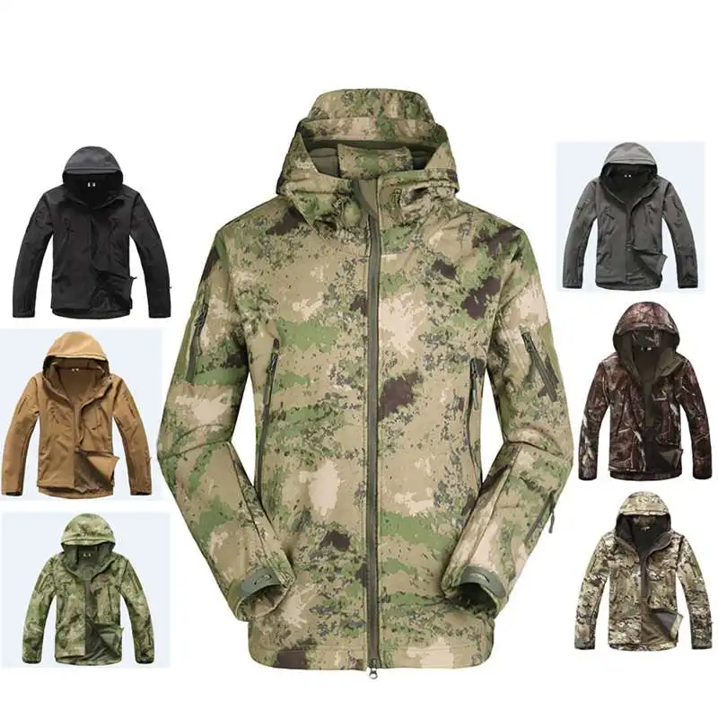 

Warm Camouflage Hunting Suit Soft Shell 3 Layer Composite Fabric Outdoor Camouflage Breathable Waterproof Hunting Men's Jacket