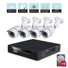 Tonton 8CH 1080P CCTV Security Camera System 4PCS Night Vision AHD Outdoor Weatherproof Day/Night DIY Kit Video Surveillance Set