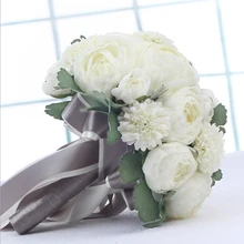 Ручной работы свадебное для невесты Подружки невесты букет невесты букеты Искусственные шелковые цветы, пионы рука держащая цветок украшение дома