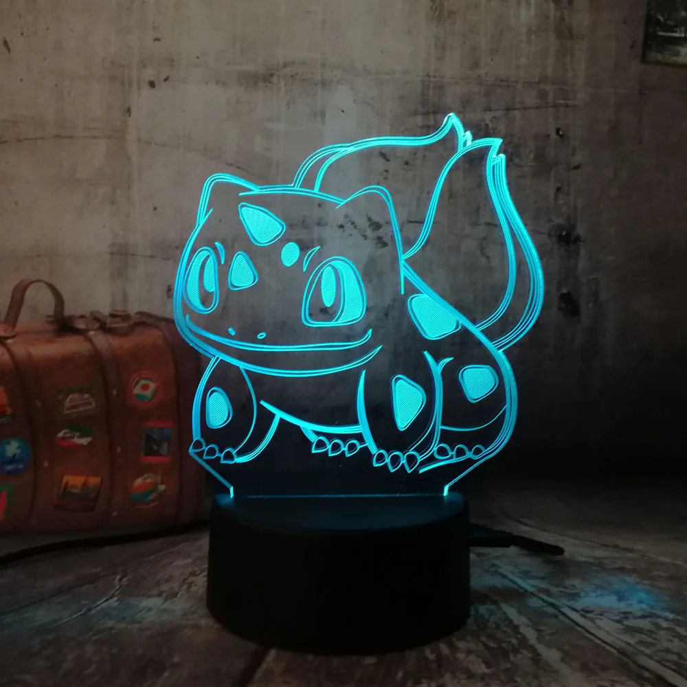 Cute Anime Cartoon Figure Pokemon Bulbasaur Night Light Table Lamp