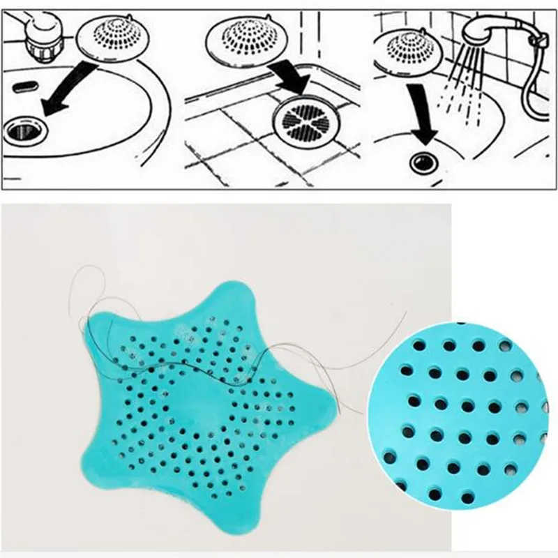 Star Shape Plastic Kitchen Mint Plan Bath Shower Drain Cover Waste Sink Strainer Hair Filter Catcher House Gadgets Pet Cleaning