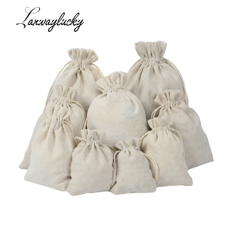 

Coffee Bean Jewelry Pouch Storage Handmade Muslin Cotton Drawstring Packaging Gift Bags Wedding Favors Rustic Folk Christmas