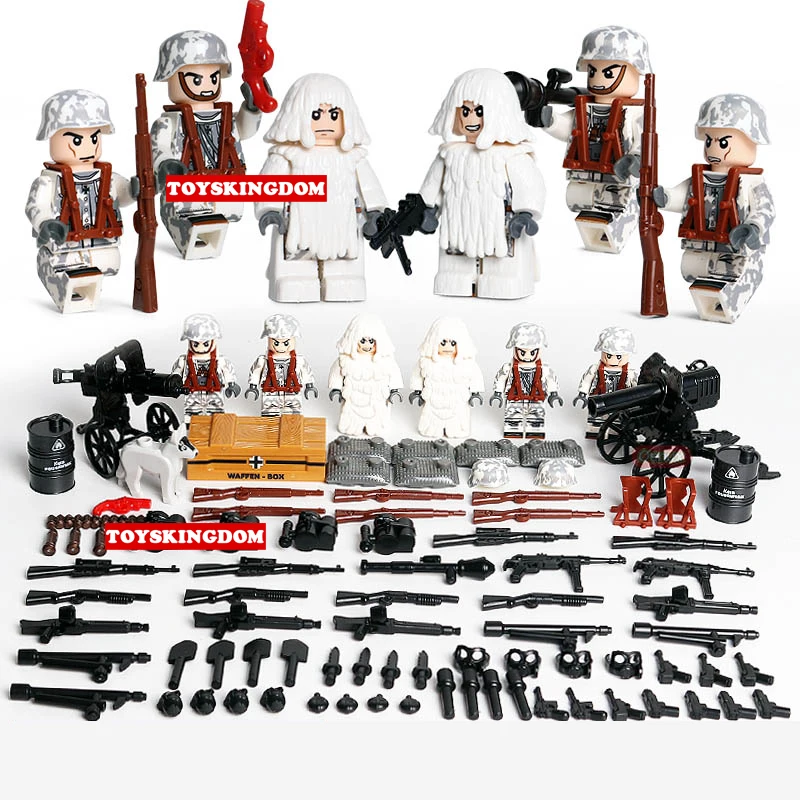 

WW2 brickmania figures decisive battle alps building block world war army forces dog artillery Ghillie suit weapon bricks toys