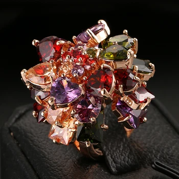 

Z 2017 Colorful flower AAA grade zircon multi-layer engagement ring top quality female fashion jewelry party party wedding