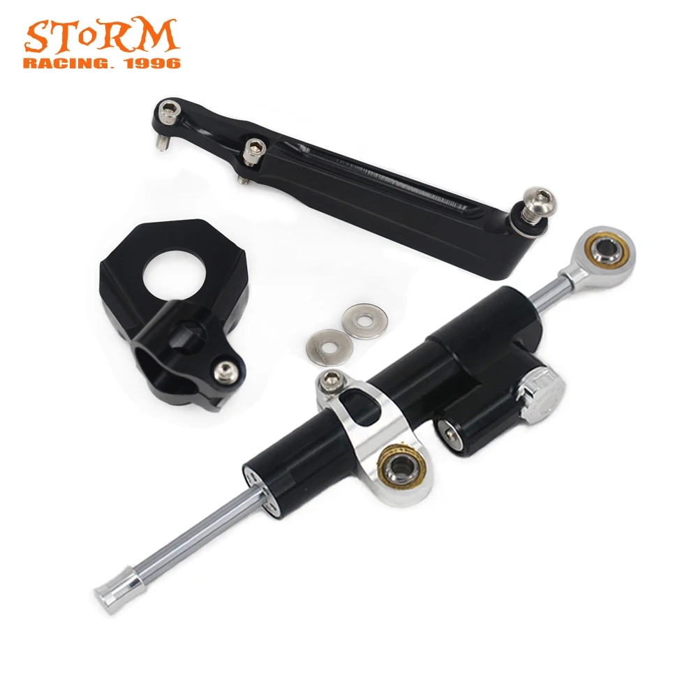 Motorcycle Steering Damper Stabilizer With Mounting Bracket Adapter Set