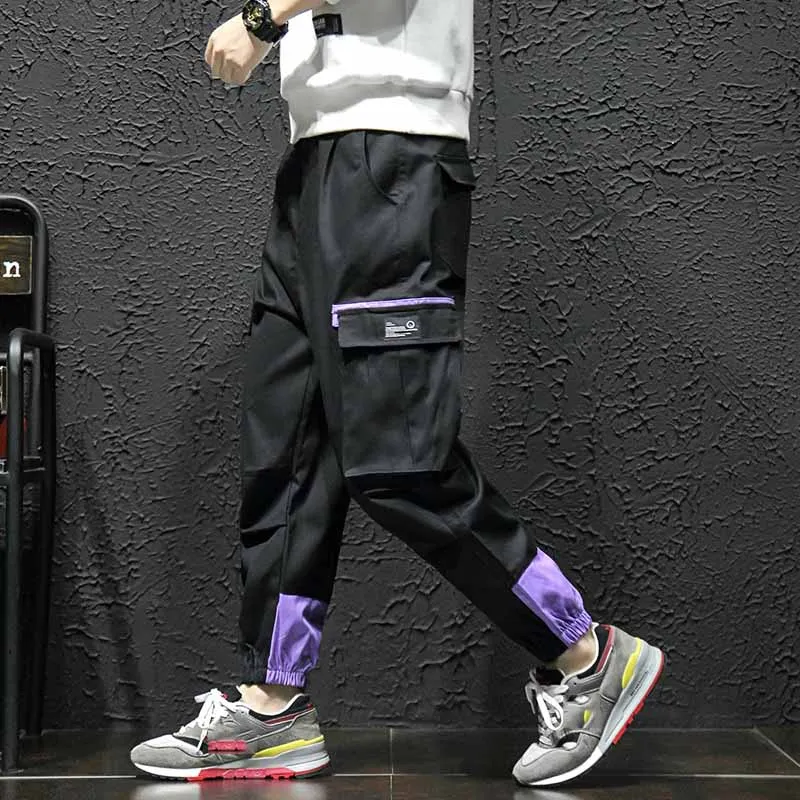 

Wholesale 2019 spring autumn Casual patchwork streetwear teenagers Overalls men stitching Korean harem ankle length pants