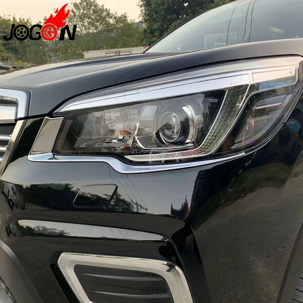 2pcs ABS Bright silver Headlights Head Lamp Eyelid Trim Strip Cover