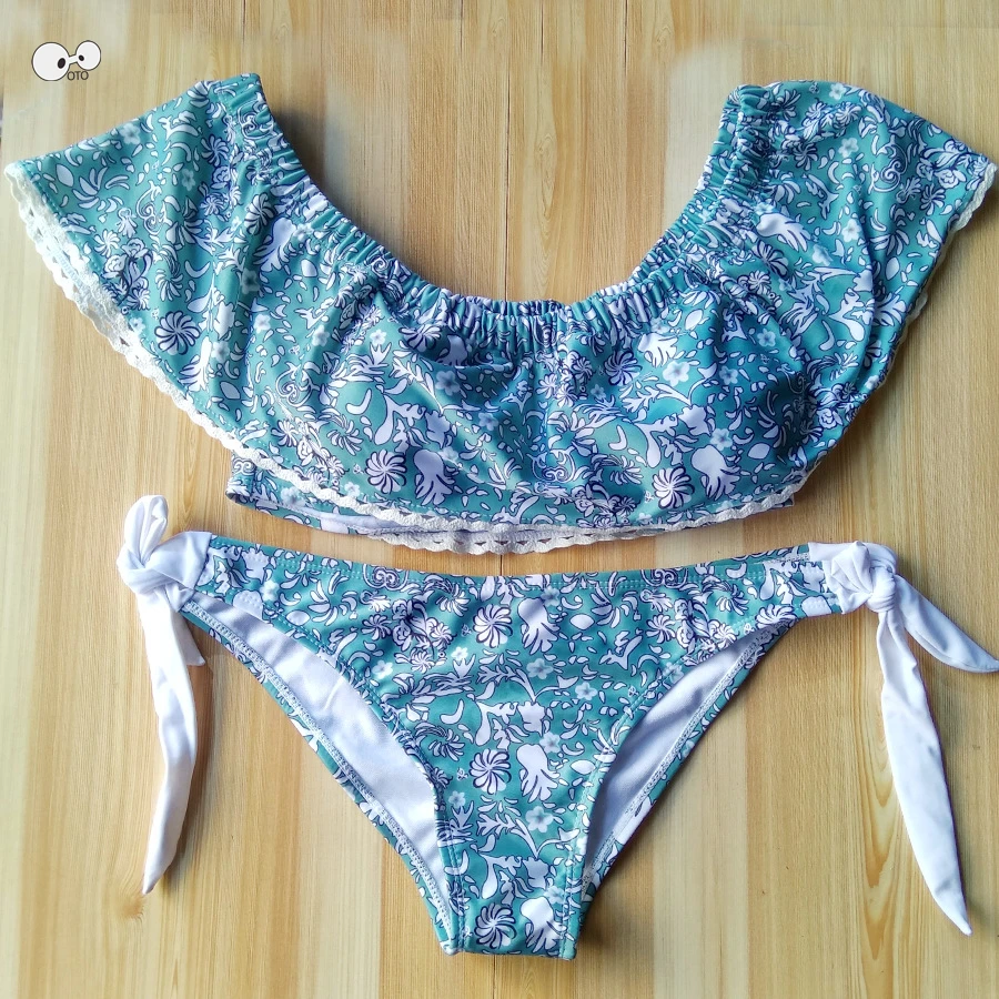 

Bikini Set 2018 Big flouncing Swimwear Push Up Bathing Suit Sexy Women Low Waist Swimsuit Off Shoulder Swimming Suits Beach Wear