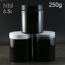 Черный пластик 250 г бутылочка для косметического крема многоразовая банка для лосьона для тела Пустые контейнеры для хранения маски для лица светильник