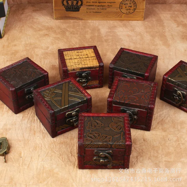 Manufacturers Supply The Finest Antique Box Small Square Manufacturers Supply The Finest Antique Box Small Square European Retro Wooden Storage Special