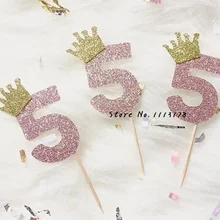 Блестящая диадема украшения для капкейков нестандартного номера или инициалы 1st на день рождения свадебные зубочистки для новобрачных, вечеринка в честь новорождённого вечерние Декор