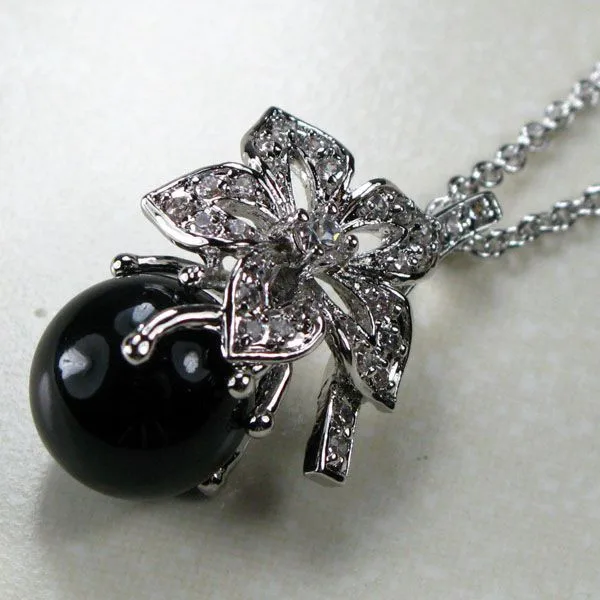 Серебряная подвеска с черным жемчугом TP130|pendant sterling|pendant piecespendant french |