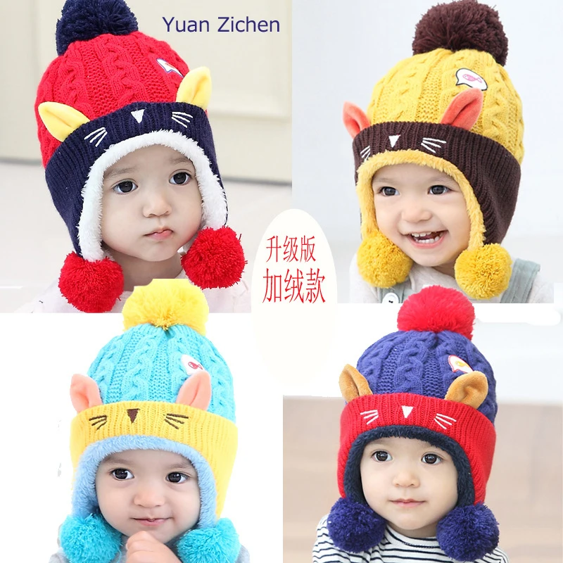 New Fashion Winter Warm Baby Hats Baby Cap For Children Winter Knitted Cartoon Hat Kids Hat  Boys Girls Soft Cap Cotton Hat Caps