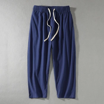 

Big size men's linen Ankle-Length Pants plus size casual Linen male Chinese style Drawstring loose Hallen trousers hip hop