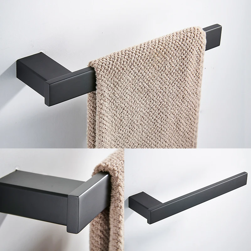 matte black Paper Holders Euro style Bathroom Accessories Stainless Steel Bath Hardware Set Bathroom fitting Towel ring Towel ring2