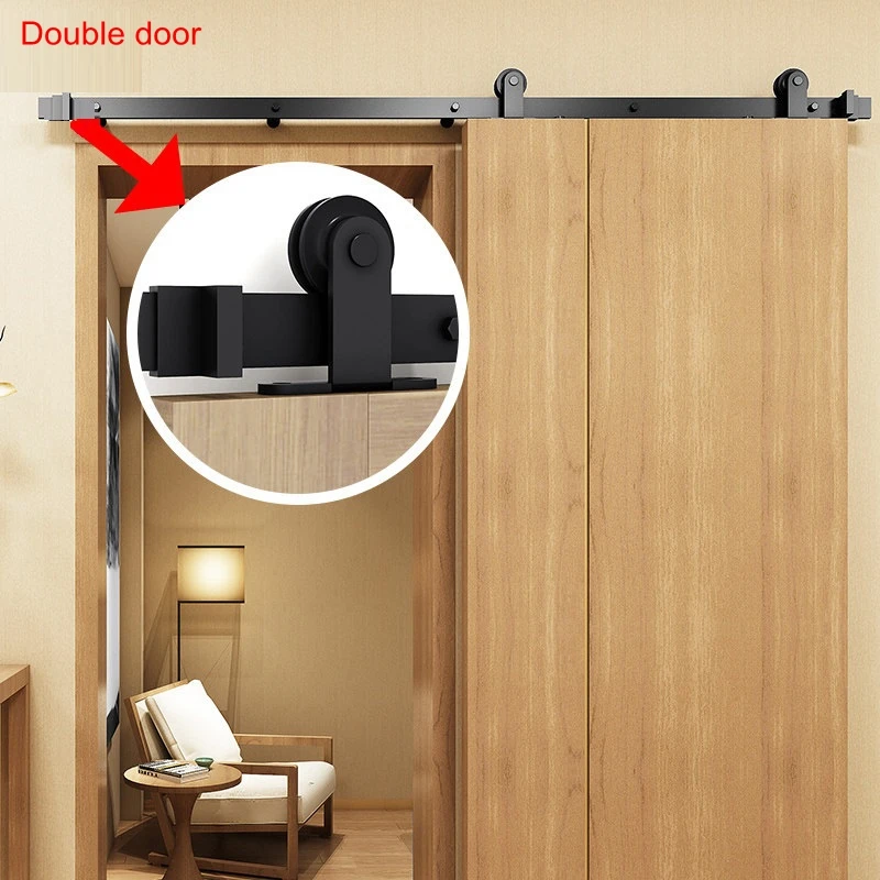 Sliding Barn Door Hanging Rails I Shape Black Steel font b Closet b font Kit Top