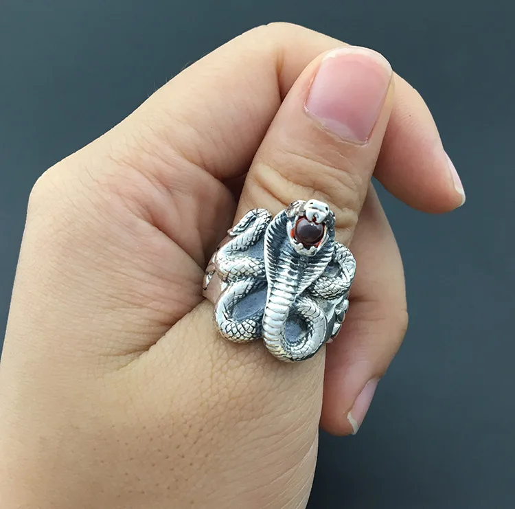 S925 Стерлинговое Серебро тайское серебро ручной работы кольцо мужские модели Мамба змея, кольцо