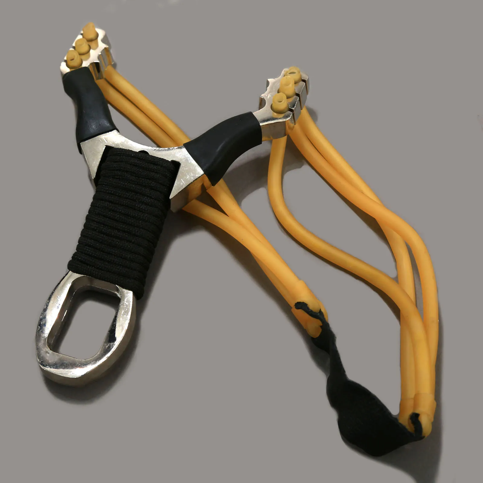 1X Stainless Steel Slingshot+Rubber Band+Ball Powerful Sling Shot Bow