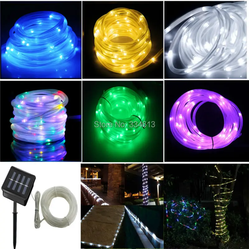 Solar Powered PVC Tube Outdoor LED Strip String Lights 5M 50LED
