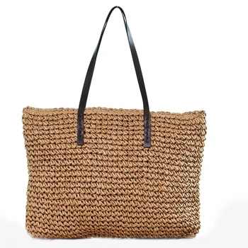 

TFTP-Hot Straw Bag Women Handbag Bohemia Beach Bags Handmade Wicker Summer Tote Bags Rattan Shoulder Bags(Brown)
