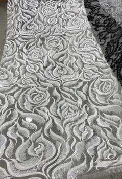 

High quality African lace Fabric S1870817 white Bridal beaded french lace fabric
