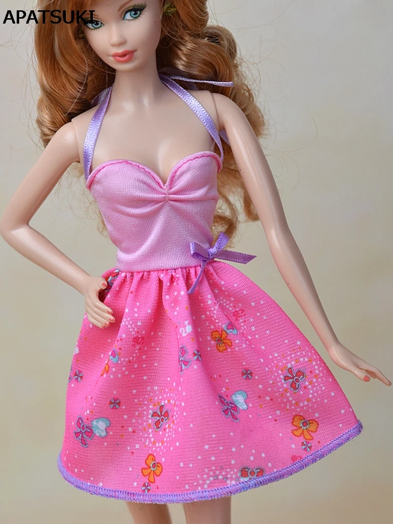 Pink Fashion Doll Clothes Sexy Mini Dress For Barbie Dolls Vestidos