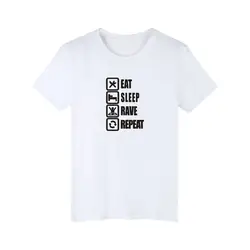 Ешьте Сна игры 3XL белая футболка Для мужчин с круглым вырезом из 100 хлопка футболки Для мужчин Street Wear Стиль футболка Для мужчин Элитный бренд