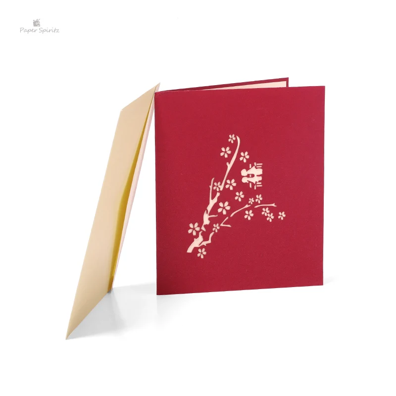  PAPER SPIRITZ Wedding Invitation Customized 3D Laser Flower Lover Pop up Greeting Cards Postcards B - 32896995217