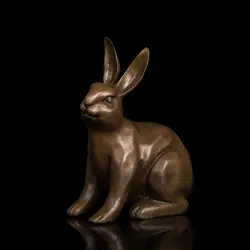 Искусство ремесла медные китайские, из чистой бронзы деньги Кролик китайский фэн шуй Статуя Китайский Зодиак скульптура кролика статуэтка