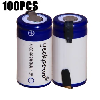 

100 pcs SC 2000mah 1.2v battery NICD rechargeable batteries for makita bosch B&D Hitachi metabo dewalt for emergency light toy