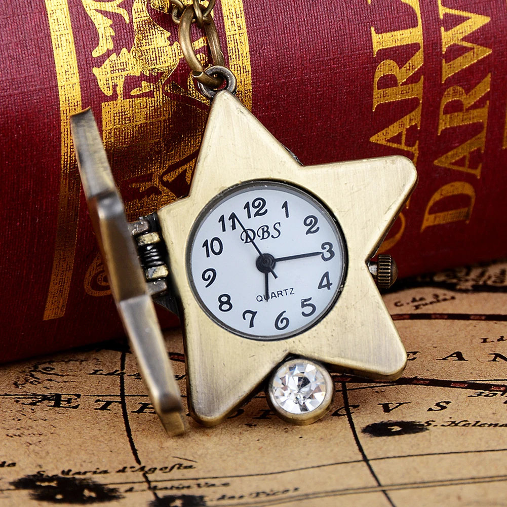 Винтаж Lucky Star черепаха Форма кварцевые карманные часы Цепочки и ожерелья для Для женщин подарок для девочки