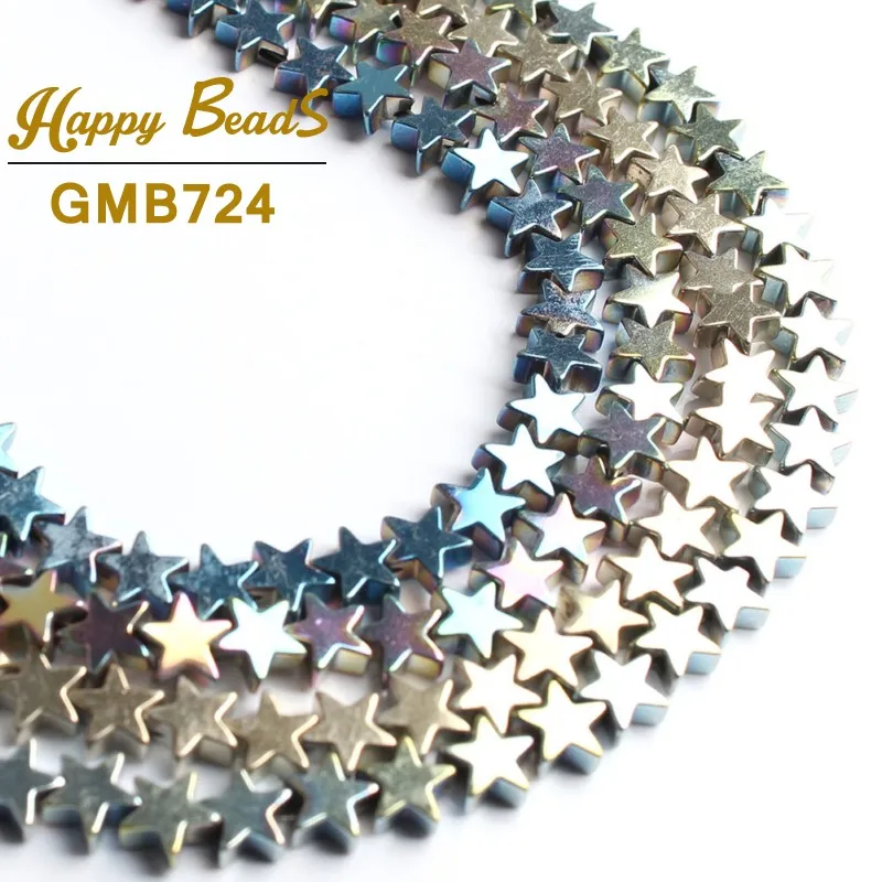 

Natural Stone Plated Color Stars Hematite Beads Loose Spacer Bead For DIY Necklace Bracelet Jewelry Making 15"Strand 4mm 6mm