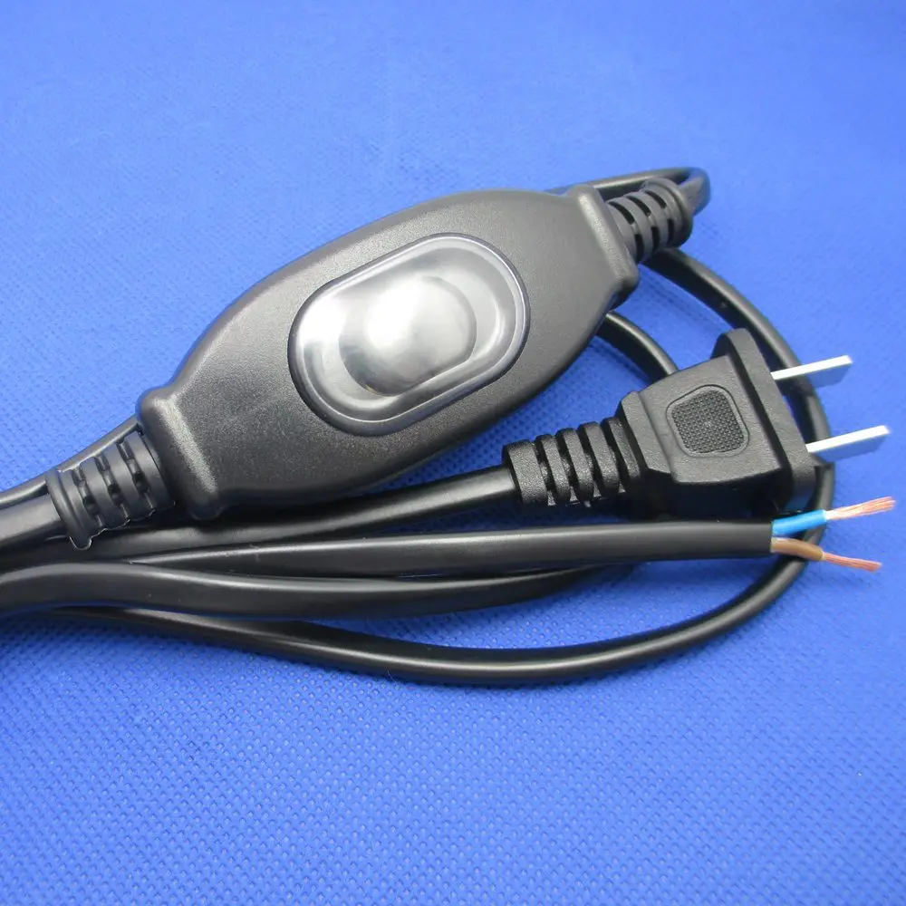 

1 pcs New high quality IP65 dustproof and waterproof switch wire line 1.8m 2 pin flat plug double cut double line control 3A250V