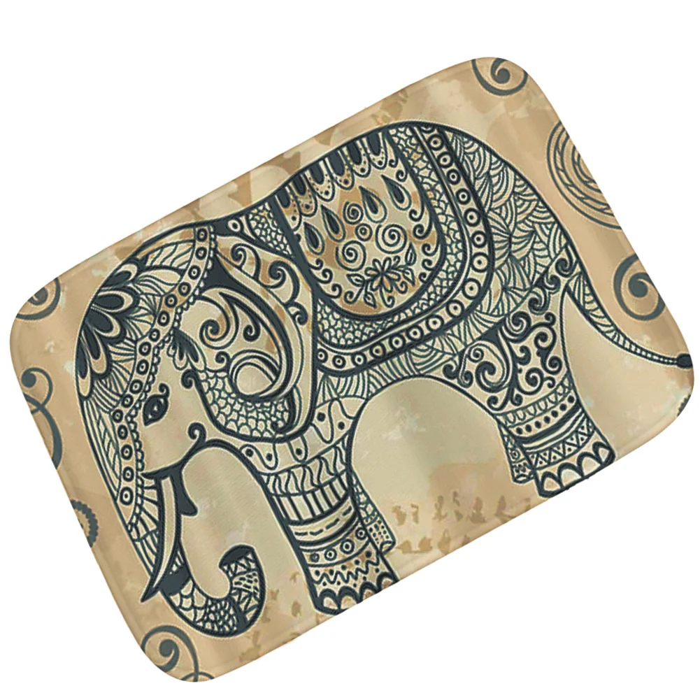 Honlaker Elephant Absorbent Non slip Floor Mat Soft Flannel Bathroom Doormat Home Entrance Rug