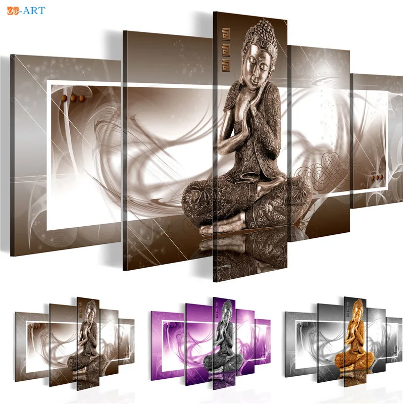 

Buddha Statue Prints Wall Painting 5 Pieces Canvas Art Modular Pictures for Living Room or Bedroom Home Decor